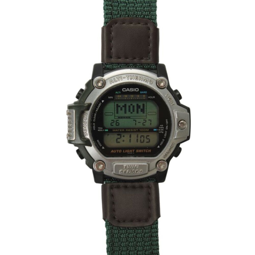 Casio Mens Vintage Black Resin Pathfinder PAT-301 1405 Digital Quartz Watch 47mm
